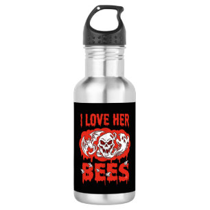 Love Her Bees Skull Ghost Bat Blood Drip 532 Ml Water Bottle