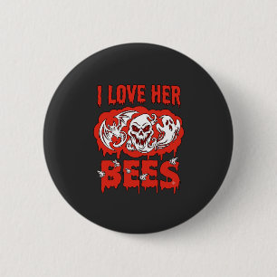 Love Her Bees Skull Ghost Bat Blood Drip 6 Cm Round Badge