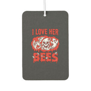 Love Her Bees Skull Ghost Bat Blood Drip Car Air Freshener