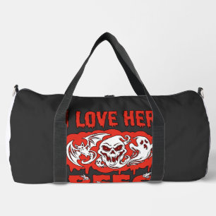 Love Her Bees Skull Ghost Bat Blood Drip Duffle Bag
