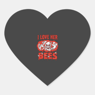 Love Her Bees Skull Ghost Bat Blood Drip Heart Sticker
