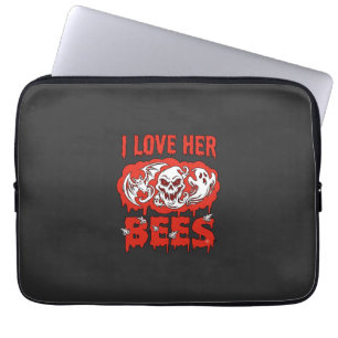 Love Her Bees Skull Ghost Bat Blood Drip Laptop Sleeve