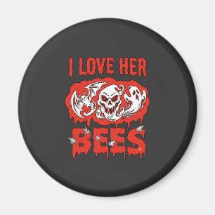 Love Her Bees Skull Ghost Bat Blood Drip Magnet