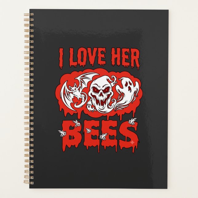 Love Her Bees Skull Ghost Bat Blood Drip Planner (Front)