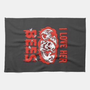 Love Her Bees Skull Ghost Bat Blood Drip Tea Towel