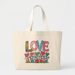 LOVE - Herzblumen Large Tote Bag
