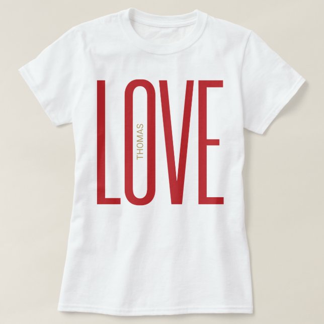 Love High Letters Red Gold Monogram Chic Design T-Shirt (Design Front)