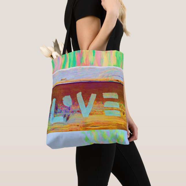 Love Hippie Bohemian Boho Tote Bag (Close Up)