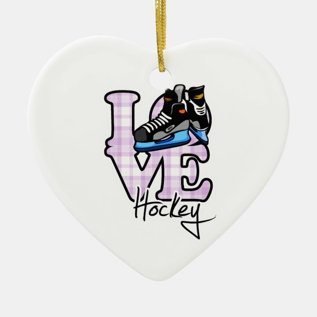 Love Hockey Ceramic Tree Decoration (Front)