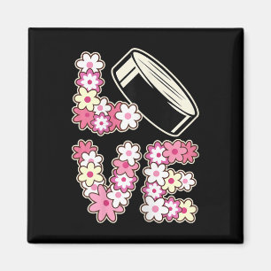 Love Hockey Groovy Hippie 60s 70s Teen Girl Ice Ho Magnet