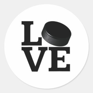 Love Hockey Puck Design For Fans Classic Round Sticker