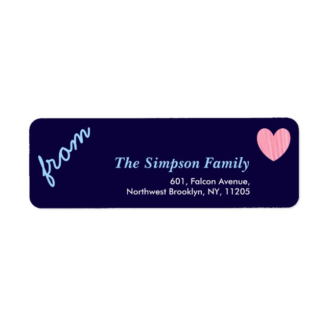 Love Holiday Collection Pink Heart Return Address (Front)