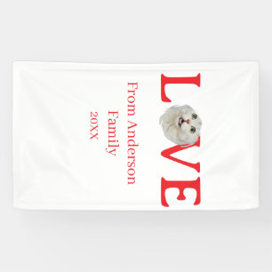 Love holidays cat photo pet family name bold lette banner