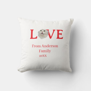 Love holidays cat photo pet family name bold lette cushion