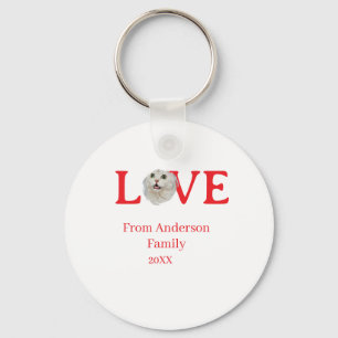 Love holidays cat photo pet family name bold lette key ring