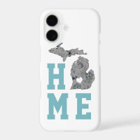 Love Home State Michigan Grey Blue Poppies Floral