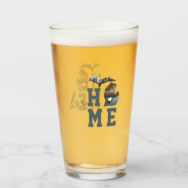 Love Home State of Michigan Silhouette With Photo Glass (Front Filled)
