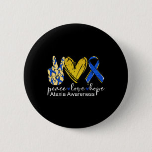 Love Hope Ataxia Awareness Blue Ribbon 6 Cm Round Badge