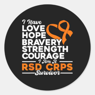 Love Hope Bravery Strength Rsd Crps Awareness  Classic Round Sticker
