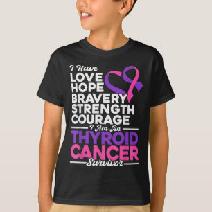 Love Hope Bravery Strength Thyroid Cancer Awarenes T-Shirt