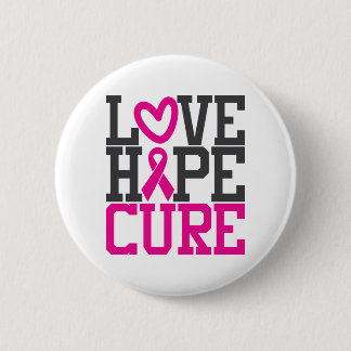 Love Hope Cure | Breast Cancer Awareness 6 Cm Round Badge