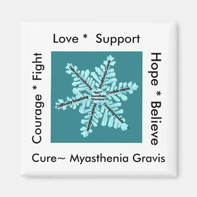 Love/ Hope/ Fight / Cure - Myasthenia Awareness Magnet (Front)