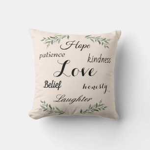 Love, hope, kindness pillow