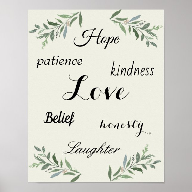 Love, hope, kindness Poster (Front)
