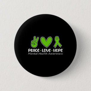 Love Hope Mental Health Awareness Green Ribbon Fun 6 Cm Round Badge