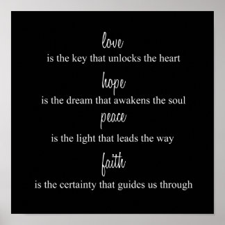 Love, Hope, Peace, Faith Poster