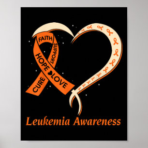 Love Hope Support Leukaemia Cancer Awareness Orang Poster