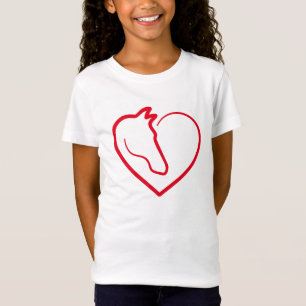 Love horses, red heart with horse head T-Shirt