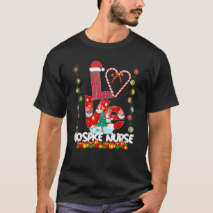 Love Hospice Nurse Santa Hat Candy Xmas Pajama T-Shirt