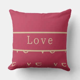 Love Hot Pink / Magenta Gold Typography Cushion