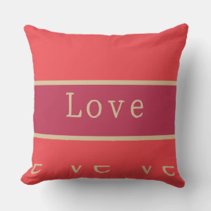 Love Hot Pink Red Gold Typography Cushion