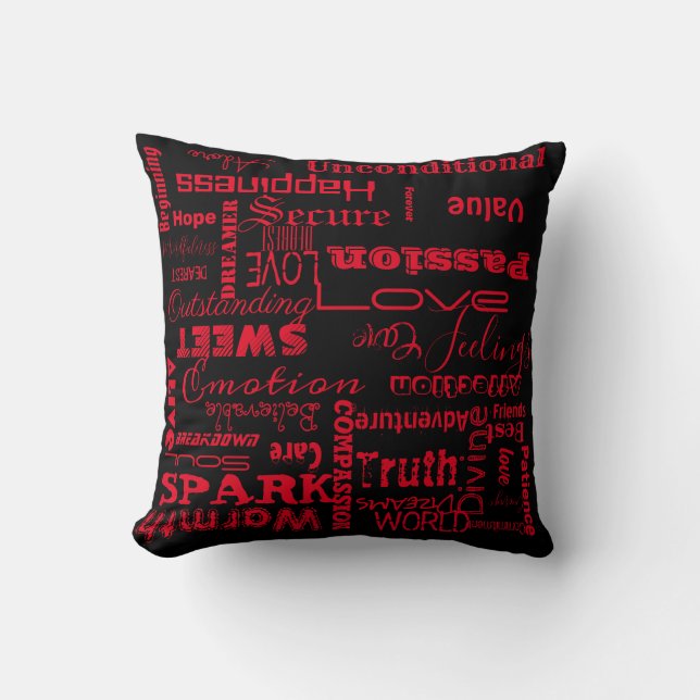 Love hot red Aesthetic Script Words  Cushion (Front)