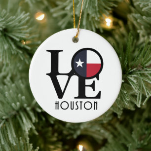 LOVE Houston Texas Ceramic Tree Decoration