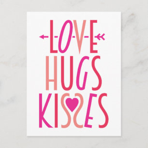 Love Hugs Kisses Cute Valentine's Day Postcard