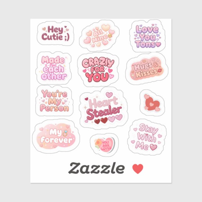 Love & Hugs Y2K Valentine Aesthetic Sticker Set (Sheet)