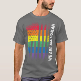 Love Human American Flag Rainbow Gay LGBTQ LGBT Pr T-Shirt