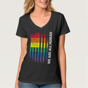Love Human American Flag Rainbow Gay Lgbtq Lgbt Pr T-Shirt