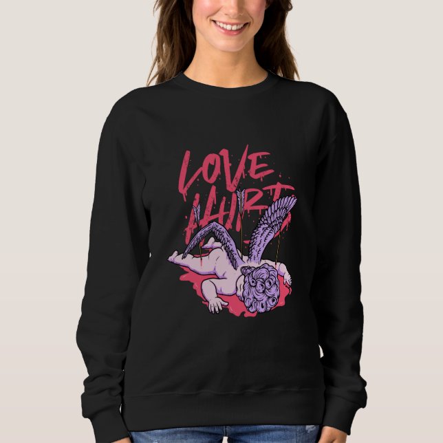 Love Hurts Broken Sad Cupid Valentines Day Emo Bro Sweatshirt (Front)