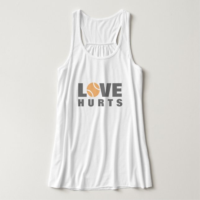 Love Hurts cute tennis sports tank top for women (Design Front)
