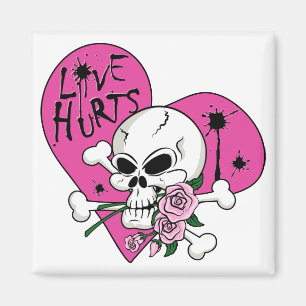 Love Hurts Skull Magnet
