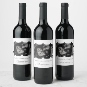 Love I Quote Puzzle Collage Photo Black and White Wine Label