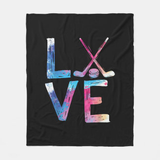 Love Ice Hockey Girls Hockey Gifts Womens Ice Hock Fleece Blanket