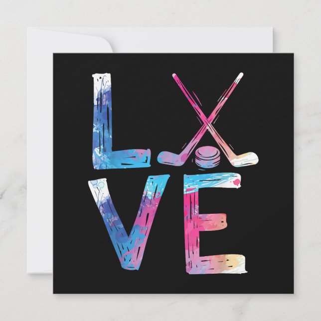 Love Ice Hockey Girls Hockey Gifts Womens Ice Hock Invitation (Front)