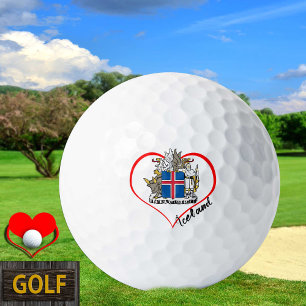 Love Iceland Golf Balls, Icelandic flag, Heart Golf Balls