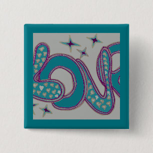 Love in 1960s style 15 cm square badge