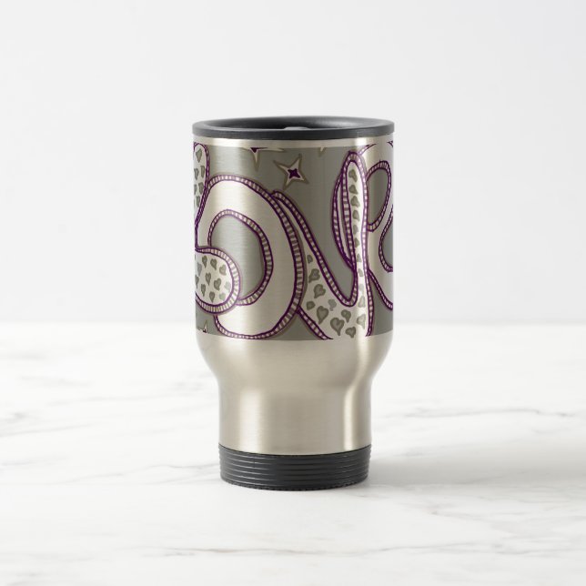 Love in 1960s style travel mug (Center)